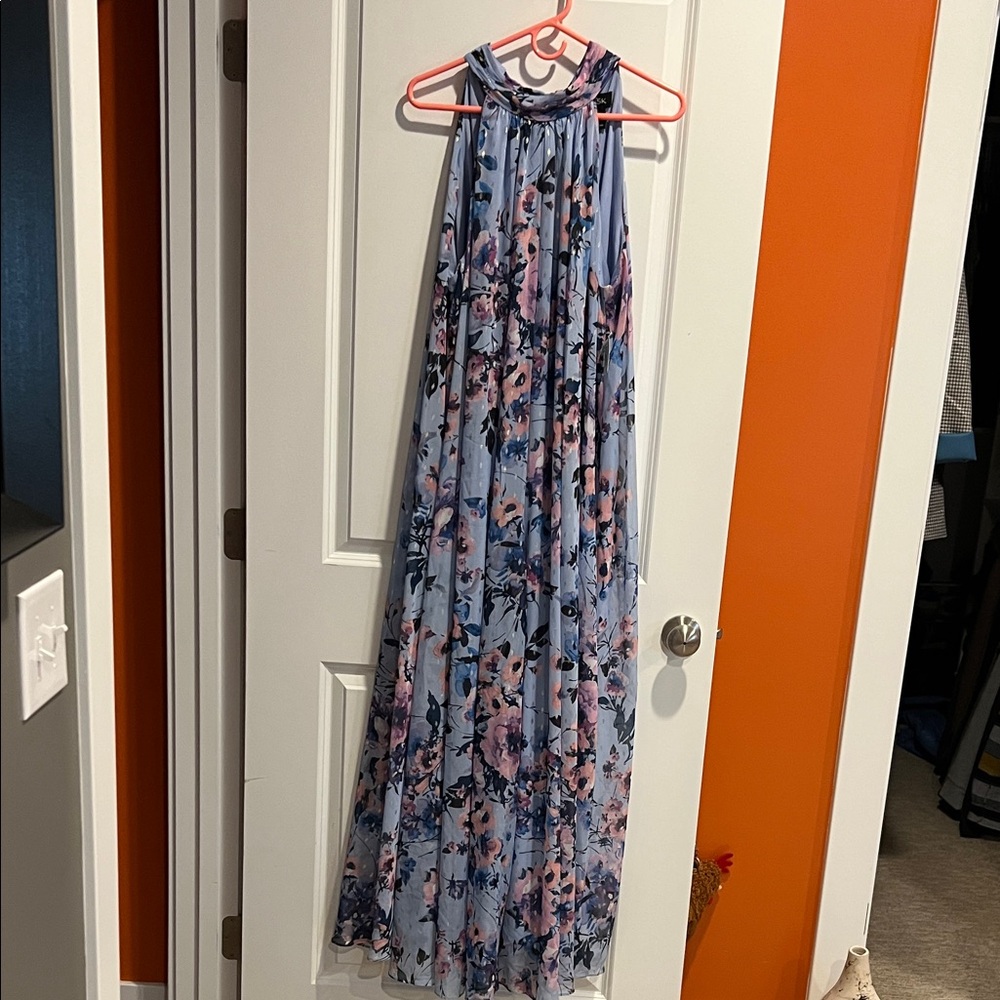 MSK Floral Wide Leg Jumpsuit - Blue and Pink - Picture 6 of 6